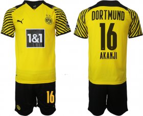 Wholesale Cheap Men 2021-2022 Club Borussia Dortmund home 16 yellow Soccer Jersey