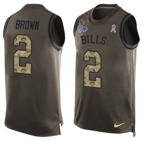 Wholesale Cheap Nike Bills #2 John Brown Green Men\'s Stitched NFL Limited Salute To Service Tank Top Jersey