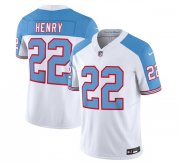Wholesale Cheap Men's Tennessee Titans #22 Derrick Henry White Blue 2023 F.U.S.E. Vapor Limited Throwback Football Stitched Jersey