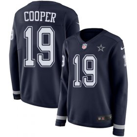 Wholesale Cheap Nike Cowboys #19 Amari Cooper Navy Blue Team Color Women\'s Stitched NFL Limited Therma Long Sleeve Jersey