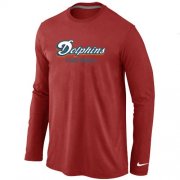 Wholesale Cheap Nike Miami Dolphins Authentic Font Long Sleeve T-Shirt Red