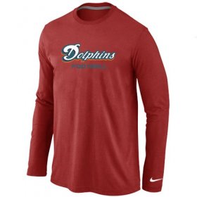 Wholesale Cheap Nike Miami Dolphins Authentic Font Long Sleeve T-Shirt Red