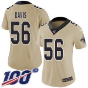 Wholesale Cheap Nike Saints #56 DeMario Davis Gold Women's Stitched NFL Limited Inverted Legend 100th Season Jersey
