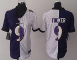Wholesale Cheap Nike Ravens #9 Justin Tucker Purple/White Women's Stitched NFL Elite Split Jersey