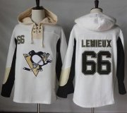 Wholesale Cheap Penguins #66 Mario Lemieux White Pullover Hoodie Stitched NHL Jersey
