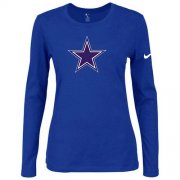 Wholesale Cheap Women's Nike Dallas Cowboys Of The City Long Sleeve Tri-Blend NFL T-Shirt Blue