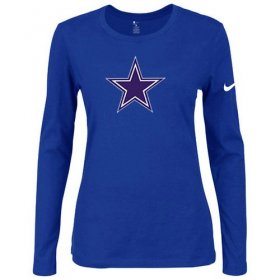 Wholesale Cheap Women\'s Nike Dallas Cowboys Of The City Long Sleeve Tri-Blend NFL T-Shirt Blue