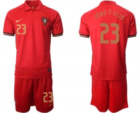 Wholesale Cheap Men 2021 European Cup Portugal home red 23 Soccer Jersey