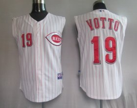 Wholesale Cheap Reds #19 Joey Votto White Vest Style Stitched MLB Jersey