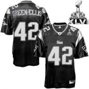 Wholesale Cheap Patriots #42 Green-Ellis Black Shadow Super Bowl XLVI Embroidered NFL Jersey