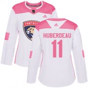 Wholesale Cheap Adidas Panthers #11 Jonathan Huberdeau White/Pink Authentic Fashion Women's Stitched NHL Jersey