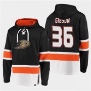 Wholesale Cheap Men's Anaheim Ducks #36 John Gibson Black Ageless Must-Have Lace-Up Pullover Hoodie