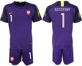 Wholesale Cheap Poland #1 Szczesny Purple Goalkeeper Soccer Country Jersey