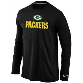 Wholesale Cheap Nike Green Bay Packers Authentic Logo Long Sleeve NFL T-Shirt Black