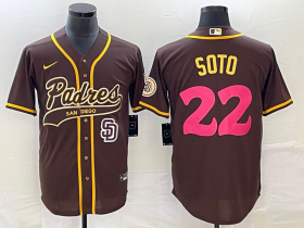 Wholesale Cheap Men\'s San Diego Padres #22 Juan Soto Brown NEW 2023 City Connect Cool Base Stitched Jersey