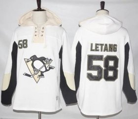 Wholesale Cheap Penguins #58 Kris Letang White Pullover Hoodie Stitched NHL Jersey