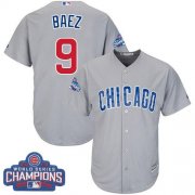 Wholesale Cheap Cubs #9 Javier Baez Grey Road 2016 World Series Champions Stitched Youth MLB Jersey