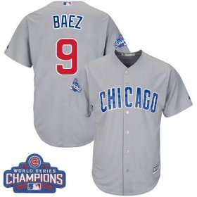 Wholesale Cheap Cubs #9 Javier Baez Grey Road 2016 World Series Champions Stitched Youth MLB Jersey