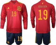 Wholesale Cheap Men 2021 European Cup Spain home Long sleeve 19 soccer jerseys