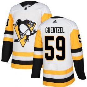 Wholesale Cheap Adidas Penguins #59 Jake Guentzel White Road Authentic Stitched Youth NHL Jersey