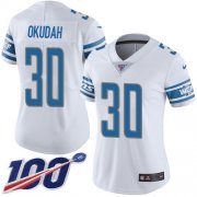Wholesale Cheap Nike Lions #30 Jeff Okudah White Women's Stitched NFL 100th Season Vapor Untouchable Limited Jersey