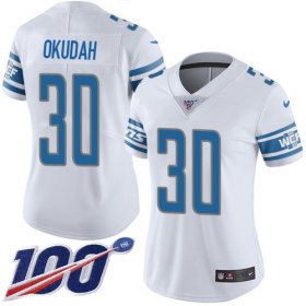 Wholesale Cheap Nike Lions #30 Jeff Okudah White Women\'s Stitched NFL 100th Season Vapor Untouchable Limited Jersey