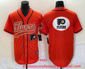 Wholesale Cheap Men\'s Philadelphia Flyers Orange Team Big Logo Cool Base Stitched Baseball Jersey