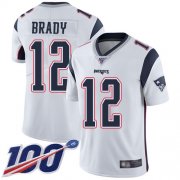 Wholesale Cheap Nike Patriots #12 Tom Brady White Men's Stitched NFL 100th Season Vapor Limited Jersey