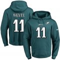 Wholesale Cheap Nike Eagles #11 Carson Wentz Midnight Green Name & Number Pullover NFL Hoodie