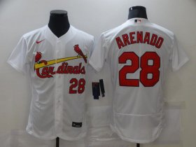 Wholesale Cheap Men\'s St. Louis Cardinals #28 Nolan Arenado White Stitched MLB Flex Base Nike Jersey