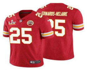 Wholesale Cheap Men\'s Kansas City Chiefs #25 Clyde Edwards-Helaire Red 2021 Super Bowl LV Vapor Untouchable Stitched Nike Limited NFL Jersey
