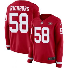 Wholesale Cheap Nike 49ers #58 Weston Richburg Red Team Color Women\'s Stitched NFL Limited Therma Long Sleeve Jersey