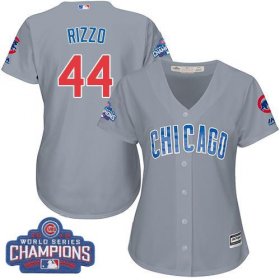 Wholesale Cheap Cubs #44 Anthony Rizzo Grey Road 2016 World Series Champions Women\'s Stitched MLB Jersey