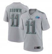 Wholesale Cheap Men's Philadelphia Eagles #11 A.J. Brown Gray Super Bowl LVII Patch Atmosphere Fashion Stitched Game Jersey