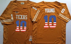 Wholesale Cheap Men\'s Texas Longhorns 10 Vince Young Orange USA Flag College Jersey