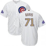 Wholesale Cheap Cubs #71 Wade Davis White(Blue Strip) 2017 Gold Program Cool Base Stitched Youth MLB Jersey