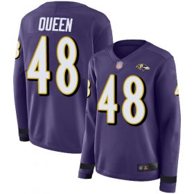 Wholesale Cheap Nike Ravens #48 Patrick Queen Purple Team Color Women\'s Stitched NFL Limited Therma Long Sleeve Jersey