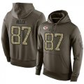 Wholesale Cheap NFL Men's Nike Kansas City Chiefs #87 Travis Kelce Stitched Green Olive Salute To Service KO Performance Hoodie