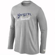 Wholesale Cheap Milwaukee Brewers Long Sleeve MLB T-Shirt Grey