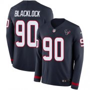 Wholesale Cheap Nike Texans #90 Ross Blacklock Navy Blue Team Color Men's Stitched NFL Limited Therma Long Sleeve Jersey