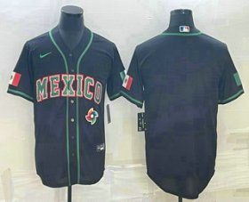 Cheap Men\'s Mexico Baseball Blank 2023 Black World Baseball Classic Stitched Jersey