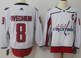 Wholesale Cheap Adidas Capitals #8 Alex Ovechkin White Road Authentic Stitched NHL Jersey