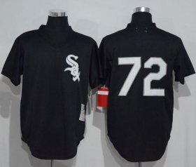 Wholesale Cheap Mitchell And Ness 1993 White Sox #72 Carlton Fisk Black Throwback Stitched MLB Jersey