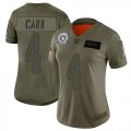 Wholesale Cheap Nike Raiders #4 Derek Carr Camo Women's Stitched NFL Limited 2019 Salute to Service Jersey