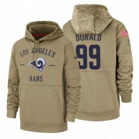 Wholesale Cheap Los Angeles Rams #99 Aaron Donald Nike Tan 2019 Salute To Service Name & Number Sideline Therma Pullover Hoodie
