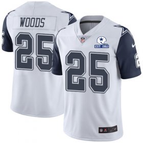 Wholesale Cheap Nike Cowboys #25 Xavier Woods White Men\'s Stitched With Established In 1960 Patch NFL Limited Rush Jersey