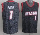 Wholesale Cheap Miami Heat #1 Chris Bosh Black Leopard Print Fashion Jersey