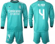 Wholesale Cheap Men 2021-2022 Club Atletico Madrid second away blue Long Sleeve 4 Soccer Jerseys