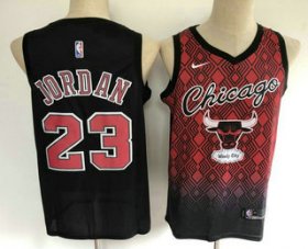 Wholesale Cheap Men\'s Chicago Bulls #23 Michael Jordan Red with Black Salute Nike Swingman Stitched NBA Jersey