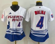 Cheap Women's Puerto Rico Baseball #4 Yadier Molina Number 2023 Red World Classic Stitched Jerseys